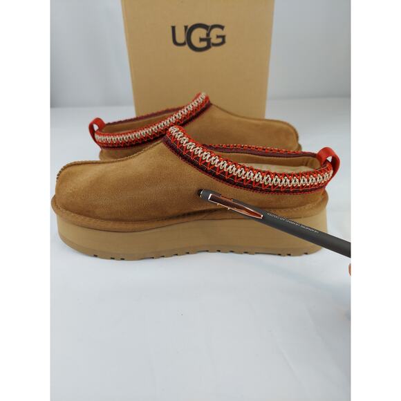 UGG Tazz Platform Suede Slippers Shoes Chestnut 1122553 New With Box Size 7 - Picture 3 of 12
